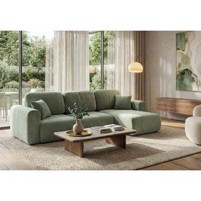 Fun Möbel Ecksofa mit Schlaffunktion BRUSK Sofa in Stoff Kronos Hellgrün Ottomane Rechts Fun Möbel Ecksofa mit Schlaffunktion BRUSK Sofa in Stoff Kronos Hellgrün Ottomane Rechts