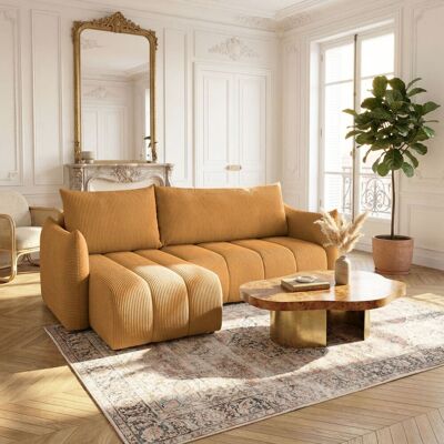 Fun Möbel Ecksofa Schlafsofa ONTARIO XS in Stoff Poso Senfgelb Ottomane Links Fun Möbel Ecksofa Schlafsofa ONTARIO XS in Stoff Poso Senfgelb Ottomane Links