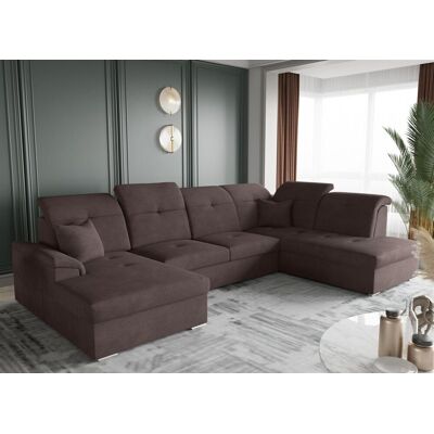Fun Moebel Wohnlandschaft Schlafsofa FREJA Stoff Schokoladenbraun Langer Schenkel Rechts Fun Moebel Wohnlandschaft Schlafsofa FREJA Stoff Schokoladenbraun Langer Schenkel Rechts