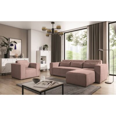 Fun Möbel Ecksofa Schlafsofa inkl. Sessel WALDO Stoff Poso Altrosa Ottomane Rechts Fun Möbel Ecksofa Schlafsofa inkl. Sessel WALDO Stoff Poso Altrosa Ottomane Rechts