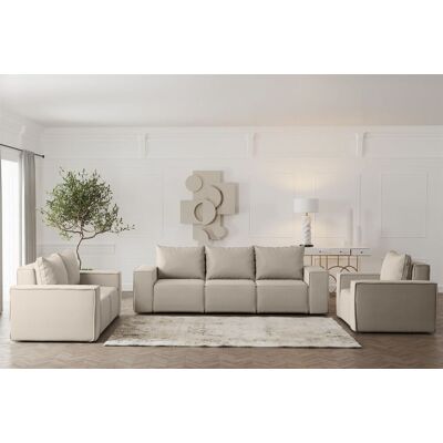 Fun Möbel Sofaset Designersofa ESTELLE 3-2-1 mit Schlaffunktion Stoff Opera Velvet Pearl Fun Möbel Sofaset Designersofa ESTELLE 3-2-1 mit Schlaffunktion Stoff Opera Velvet Pearl