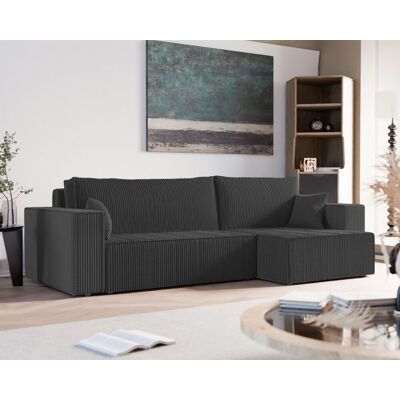 Fun Möbel Ecksofa Schlafsofa Sofa ADARA MAX in Stoff Poso Schwarz Ottomane Rechts Fun Möbel Ecksofa Schlafsofa Sofa ADARA MAX in Stoff Poso Schwarz Ottomane Rechts