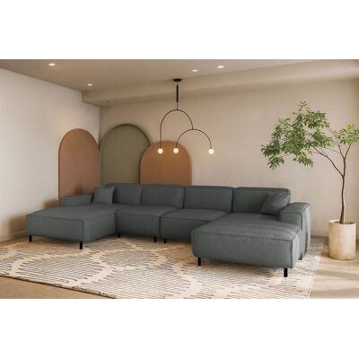 Fun Möbel Wohnlandschaft Sofa U-Form GLORIA in Stoff Artico Anthrazit Fun Möbel Wohnlandschaft Sofa U-Form GLORIA in Stoff Artico Anthrazit