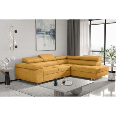 Fun Moebel Ecksofa Sofa JADE Stoff Ascot Senfgelb mit Schlaffunktion Ottomane Rechts Fun Moebel Ecksofa Sofa JADE Stoff Ascot Senfgelb mit Schlaffunktion Ottomane Rechts
