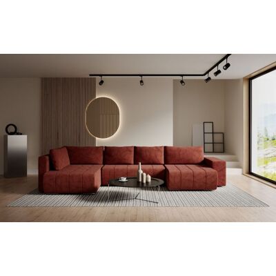 Fun Möbel Wohnlandschaft Schlafsofa ARMANDA in Stoff Blur Rostbraun langer Schenkel Links Fun Möbel Wohnlandschaft Schlafsofa ARMANDA in Stoff Blur Rostbraun langer Schenkel Links