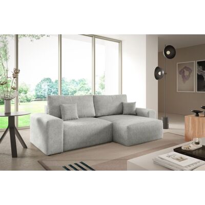 Fun Möbel Ecksofa Schlafsofa Sofa ARONA XS in Stoff Centaur Hellgrau Ottomane Rechts Fun Möbel Ecksofa Schlafsofa Sofa ARONA XS in Stoff Centaur Hellgrau Ottomane Rechts