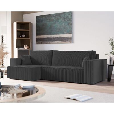 Fun Möbel Ecksofa Schlafsofa Sofa ADARA MAX in Stoff Poso Schwarz Ottomane Links Fun Möbel Ecksofa Schlafsofa Sofa ADARA MAX in Stoff Poso Schwarz Ottomane Links