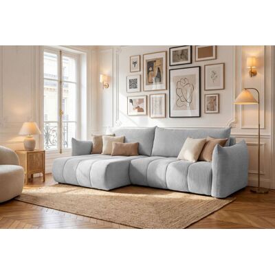 Fun Möbel Ecksofa Schlafsofa ONTARIO in Stoff Poso Hellgrau Ottomane Links Fun Möbel Ecksofa Schlafsofa ONTARIO in Stoff Poso Hellgrau Ottomane Links