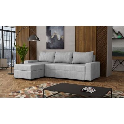 Fun Möbel Ecksofa Schlafsofa Sofa AGNETA Stoff Lincoln Hellgrau Ottomane Links Fun Möbel Ecksofa Schlafsofa Sofa AGNETA Stoff Lincoln Hellgrau Ottomane Links