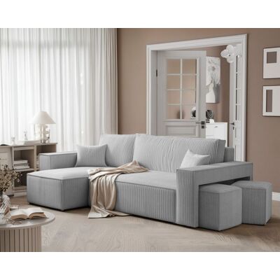 Fun Möbel Ecksofa Schlafsofa Sofa ADARA inkl. Hocker Stoff Poso Hellgrau Ottomane Links Fun Möbel Ecksofa Schlafsofa Sofa ADARA inkl. Hocker Stoff Poso Hellgrau Ottomane Links