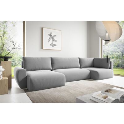 Fun Möbel Wohnlandschaft Schlafsofa GALAN Stoff Poso Hellgrau Ottomane Links Fun Möbel Wohnlandschaft Schlafsofa GALAN Stoff Poso Hellgrau Ottomane Links