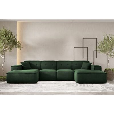 Fun Möbel Wohnlandschaft Sofa U-Form CESINA in Stoff Opera Velvet Dunkelgrün Fun Möbel Wohnlandschaft Sofa U-Form CESINA in Stoff Opera Velvet Dunkelgrün