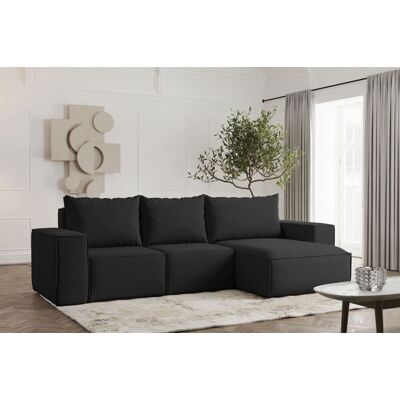 Fun Möbel Ecksofa Designersofa ESTELLE in Stoff Opera Velvet Schwarz Ottomane Rechts Fun Möbel Ecksofa Designersofa ESTELLE in Stoff Opera Velvet Schwarz Ottomane Rechts