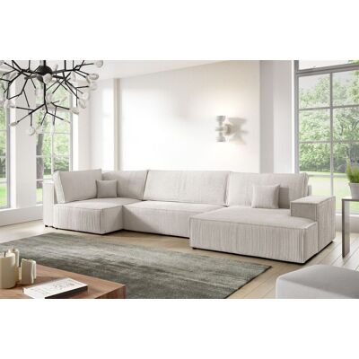 Fun Möbel Wohnlandschaft Schlafsofa CORUNIA Stoff Poso Altweiß Ottomane Rechts Fun Möbel Wohnlandschaft Schlafsofa CORUNIA Stoff Poso Altweiß Ottomane Rechts