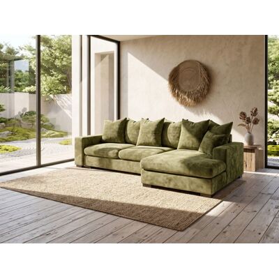 Fun Möbel Ecksofa mit Schlaffunktion BENICIO Sofa in Stoff Flow Olivgrün Ottomane Rechts Fun Möbel Ecksofa mit Schlaffunktion BENICIO Sofa in Stoff Flow Olivgrün Ottomane Rechts