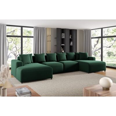 Fun Möbel Wohnlandschaft Sofa U-Form Designersofa MEGAN in Stoff Salvador Dunkelgrün Fun Möbel Wohnlandschaft Sofa U-Form Designersofa MEGAN in Stoff Salvador Dunkelgrün