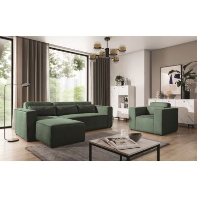 Fun Möbel Ecksofa Schlafsofa inkl. Sessel WALDO Stoff Poso Grün Ottomane Links Fun Möbel Ecksofa Schlafsofa inkl. Sessel WALDO Stoff Poso Grün Ottomane Links