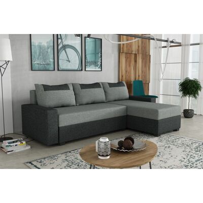 Fun Möbel Ecksofa Schlafsofa Sofa HEDVIG Stoff Inari Dunkelgrau- Grau Ottomane Rechts Fun Möbel Ecksofa Schlafsofa Sofa HEDVIG Stoff Inari Dunkelgrau- Grau Ottomane Rechts