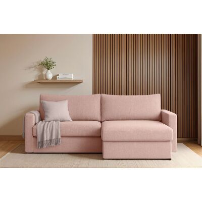 Fun Möbel Ecksofa Sofa mit Schlaffunktion BENDIK Stoff Faro Rose Ottomane Rechts Fun Möbel Ecksofa Sofa mit Schlaffunktion BENDIK Stoff Faro Rose Ottomane Rechts