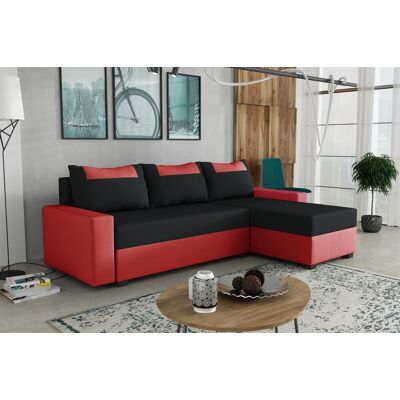 Fun Möbel Ecksofa Schlafsofa Sofa HEDVIG LUX Manila Rot- Schwarz Ottomane Rechts Fun Möbel Ecksofa Schlafsofa Sofa HEDVIG LUX Manila Rot- Schwarz Ottomane Rechts