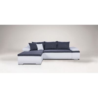 Fun Moebel Couchgarnitur Camilla L-Form Kuntleder Weiss / Stoff Grau Fun Moebel Couchgarnitur Camilla L-Form Kuntleder Weiss / Stoff Grau