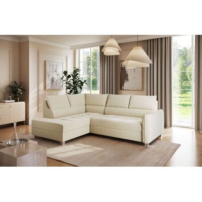 Fun Möbel Ecksofa Schlafsofa Sofa MARNO in Stoff Vogue Creme Ottomane Links Fun Möbel Ecksofa Schlafsofa Sofa MARNO in Stoff Vogue Creme Ottomane Links