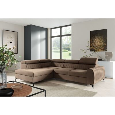 Fun Moebel Ecksofa Schlafsofa Sofa TORONTO Stoff Element Schokobraun Ottomane Links Fun Moebel Ecksofa Schlafsofa Sofa TORONTO Stoff Element Schokobraun Ottomane Links