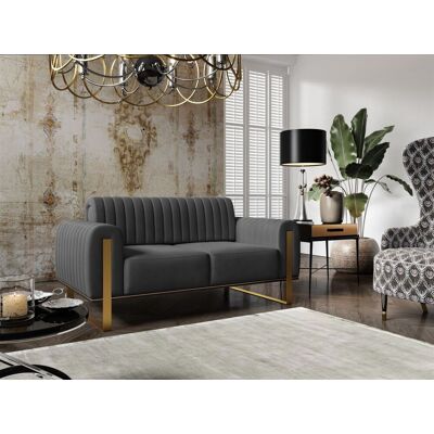 Fun Möbel Sofa Designersofa VALERIE 2-Sitzer in Stoff Elisa Velvet Anthrazit Fun Möbel Sofa Designersofa VALERIE 2-Sitzer in Stoff Elisa Velvet Anthrazit