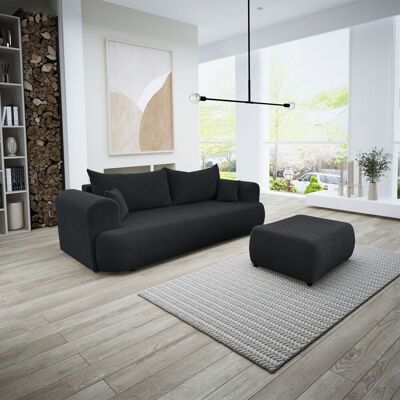 Fun Möbel Sofa Schlafsofa 3-Sitzer ANIKE inkl. Polsterhocker in Stoff Now or Never Schwarz Fun Möbel Sofa Schlafsofa 3-Sitzer ANIKE inkl. Polsterhocker in Stoff Now or Never Schwarz