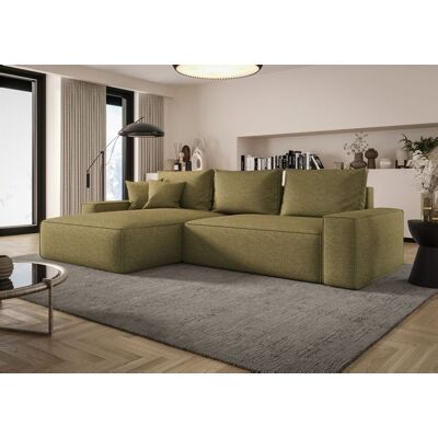 Fun Möbel Ecksofa Schlafsofa Sofa WALKEN Stoff Aragon Olivgrün Ottomane Links Fun Möbel Ecksofa Schlafsofa Sofa WALKEN Stoff Aragon Olivgrün Ottomane Links