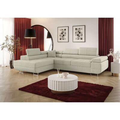 Fun Möbel Ecksofa Schlafsofa Sofa MONARO Stoff Quelle Ecru Ottomane Links Fun Möbel Ecksofa Schlafsofa Sofa MONARO Stoff Quelle Ecru Ottomane Links
