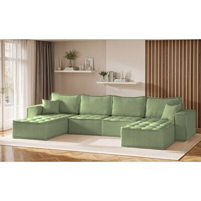 Fun Möbel Wohnlandschaft Sofa U-Form Modulsofa-Set 4-teilig SANDE Stoff Alpine Hellgrün Fun Möbel Wohnlandschaft Sofa U-Form Modulsofa-Set 4-teilig SANDE Stoff Alpine Hellgrün