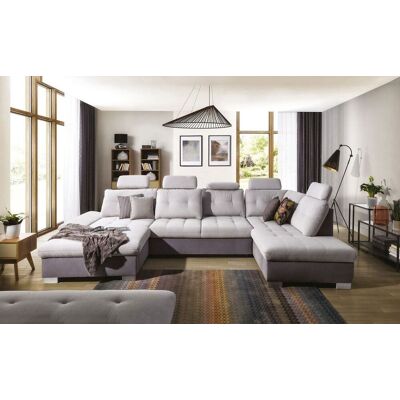 Fun Moebel Couchgarnitur REMON mit Schlaffunktion Ottomane Links Grau/ Hellgrau Fun Moebel Couchgarnitur REMON mit Schlaffunktion Ottomane Links Grau/ Hellgrau