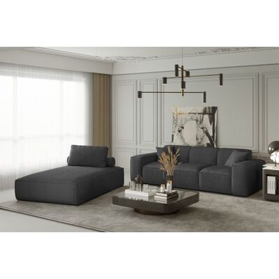 Fun Moebel Sofa Set 2-teilig Sezlong und Sofa 3-Sitzer CELES in Stoff Scala Anthrazit Fun Moebel Sofa Set 2-teilig Sezlong und Sofa 3-Sitzer CELES in Stoff Scala Anthrazit
