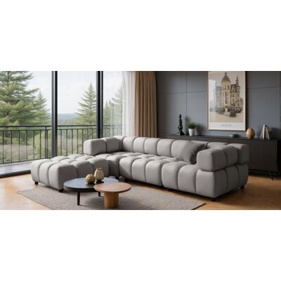Fun Möbel Sofa Designersofa FLOW 3-Sitzer inkl. 1 x Polsterhocker Stoff Bluvel Silbergrau Fun Möbel Sofa Designersofa FLOW 3-Sitzer inkl. 1 x Polsterhocker Stoff Bluvel Silbergrau