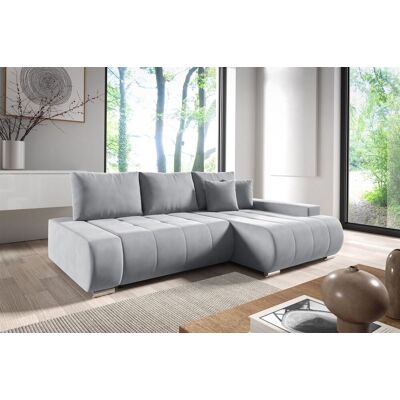 Fun Möbel Ecksofa Schlafsofa ELMO Stoff Monolith Hellgrau Ottomane Rechts Fun Möbel Ecksofa Schlafsofa ELMO Stoff Monolith Hellgrau Ottomane Rechts
