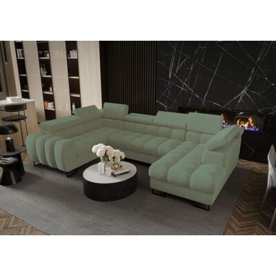 Fun Moebel Wohnlandschaft Schlafsofa BASTIEN in Stoff Terra Mintgrün Ottomane Rechts Fun Moebel Wohnlandschaft Schlafsofa BASTIEN in Stoff Terra Mintgrün Ottomane Rechts