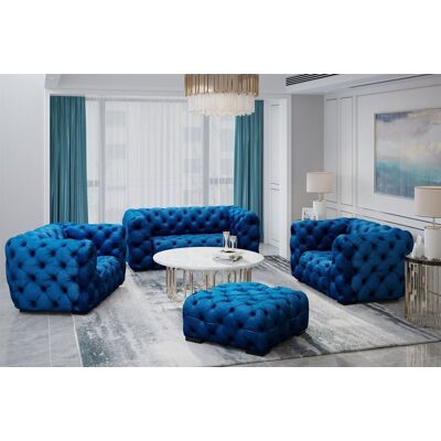 Fun Moebel Sofaset Designersofa NATALIE 2-1-1 in Stoff Riviera Blau Fun Moebel Sofaset Designersofa NATALIE 2-1-1 in Stoff Riviera Blau
