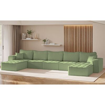 Fun Möbel Wohnlandschaft Sofa U-Form Modulsofa-Set 5-teilig SANDE Stoff Alpine Hellgrün Fun Möbel Wohnlandschaft Sofa U-Form Modulsofa-Set 5-teilig SANDE Stoff Alpine Hellgrün