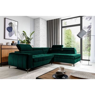Fun Möbel Ecksofa Schlafsofa Sofa AGNESA Stoff Salvador Dunkelgrün Ottomane Rechts / Speed Fun Möbel Ecksofa Schlafsofa Sofa AGNESA Stoff Salvador Dunkelgrün Ottomane Rechts / Speed