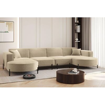 Fun Möbel Wohnlandschaft U-Form Sofa VALENCIA XL in Stoff Quelle Beige Fun Möbel Wohnlandschaft U-Form Sofa VALENCIA XL in Stoff Quelle Beige