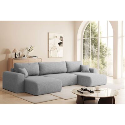 Fun Möbel Wohnlandschaft Sofa mit Schlaffunktion FLORA Stoff Verita Hellgrau Fun Möbel Wohnlandschaft Sofa mit Schlaffunktion FLORA Stoff Verita Hellgrau