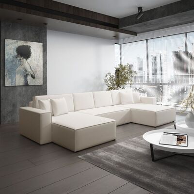 Fun Moebel Wohnlandschaft Schlafsofa Sofa CONOR Kunstleder Creme Fun Moebel Wohnlandschaft Schlafsofa Sofa CONOR Kunstleder Creme