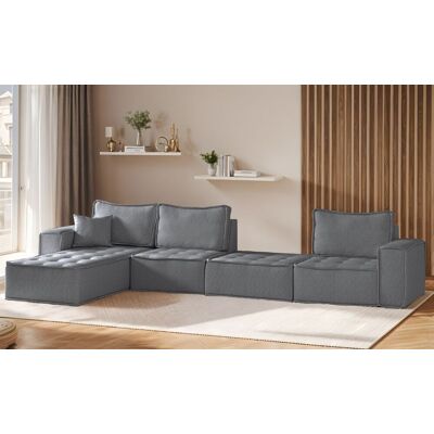 Fun Möbel Ecksofa Modulsofa 4-teilig SANDE XL Stoff Alpine Anthrazit Ottomane Links Fun Möbel Ecksofa Modulsofa 4-teilig SANDE XL Stoff Alpine Anthrazit Ottomane Links