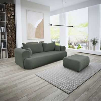 Fun Möbel Sofa Schlafsofa 3-Sitzer ANIKE inkl. Polsterhocker in Stoff Now or Never Grün... Fun Möbel Sofa Schlafsofa 3-Sitzer ANIKE inkl. Polsterhocker in Stoff Now or Never Grün...