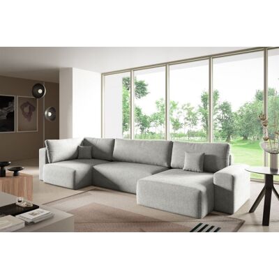 Fun Möbel Wohnlandschaft mit Schlaffunktion ARONA XL Stoff Centaur Hellgrau Ottomane Re... Fun Möbel Wohnlandschaft mit Schlaffunktion ARONA XL Stoff Centaur Hellgrau Ottomane Re...