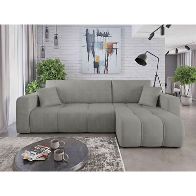 Fun Möbel Ecksofa mit Schlaffunktion Sofa DAGNY in Stoff Cosmic Hellgrau Ottomane Rechts Fun Möbel Ecksofa mit Schlaffunktion Sofa DAGNY in Stoff Cosmic Hellgrau Ottomane Rechts