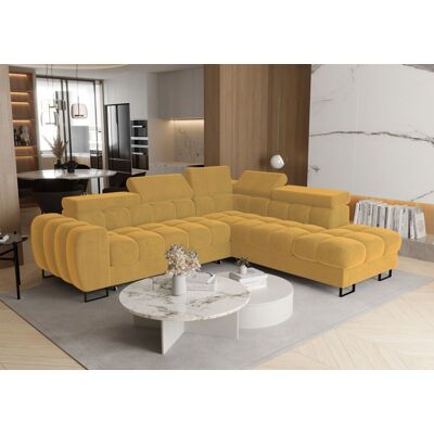 Fun Moebel Ecksofa Schlafsofa BASTIEN MAX in Stoff Terra Honiggelb Ottomane Rechts Fun Moebel Ecksofa Schlafsofa BASTIEN MAX in Stoff Terra Honiggelb Ottomane Rechts