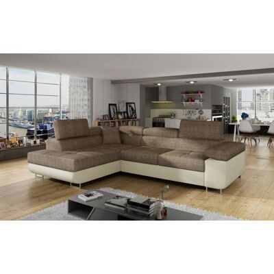 Fun Moebel Ecksofa Schlafsofa SARRA Stoff Soft- Berlin Beige- Dunkelbeige Ottomane Links Fun Moebel Ecksofa Schlafsofa SARRA Stoff Soft- Berlin Beige- Dunkelbeige Ottomane Links