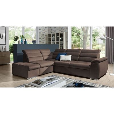 Fun Möbel Ecksofa Schlafsofa Sofa PASCARA in Stoff Esito Braun Ottomane Links Fun Möbel Ecksofa Schlafsofa Sofa PASCARA in Stoff Esito Braun Ottomane Links